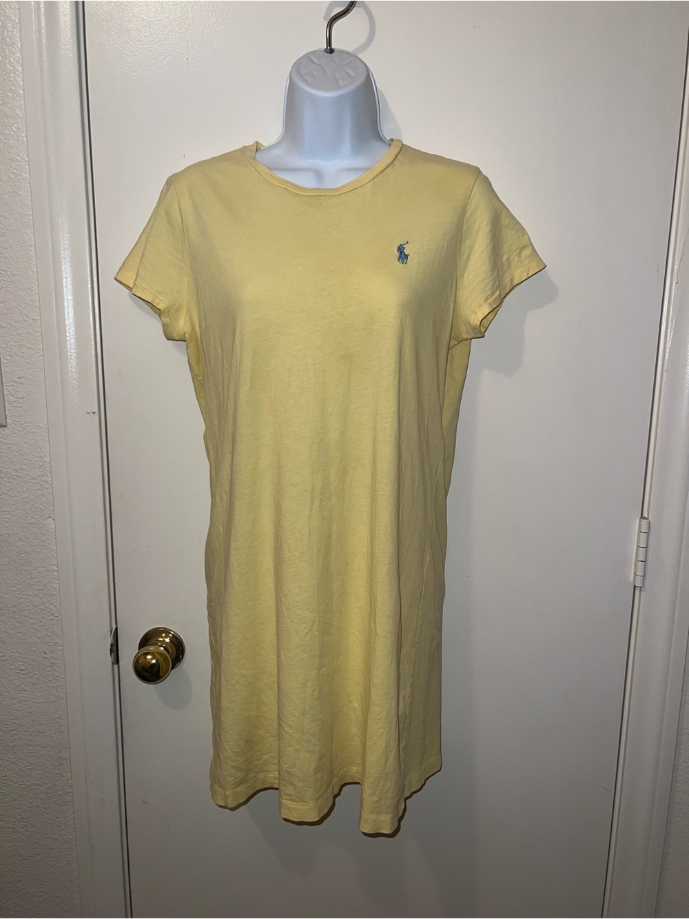 Ralph Lauren Pale Yellow Polo T-Shirt Dress with Blue Logo